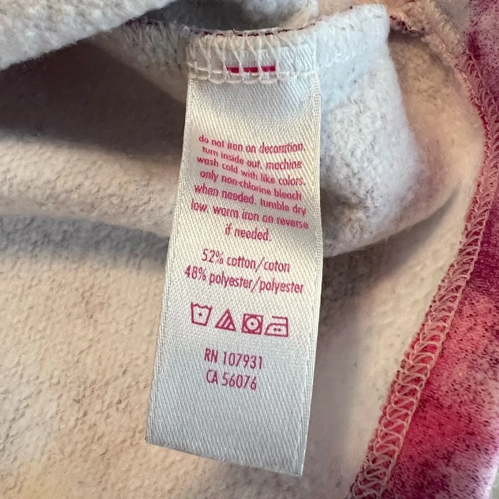 Justice Active Cropped Tie Dye Sweatshirt Size 14/16 Burgundy Pink